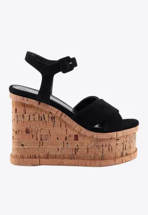 130 Velvet Platform Wedge Sandals