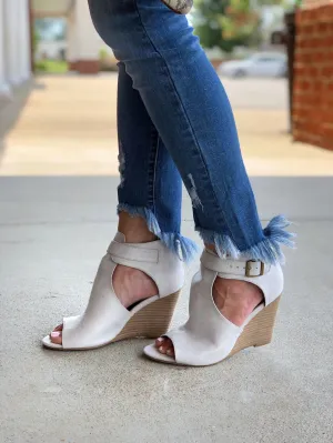 Avery Peep Toe Booties in Stone FINAL SALE