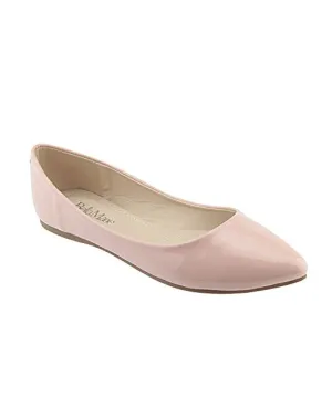 Bella Marie Angie-28 Women's Classic Pointy Toe Ballet Flat Shoes Dusty Rose Pat