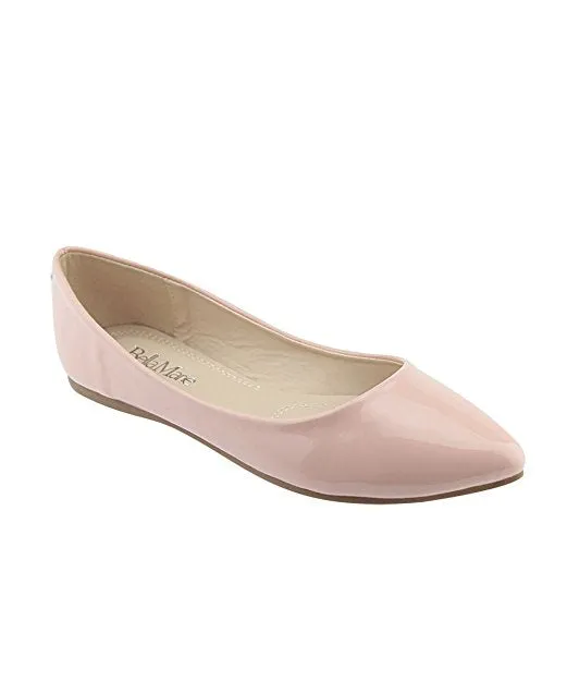 Bella Marie Angie-28 Women's Classic Pointy Toe Ballet Flat Shoes Dusty Rose Pat