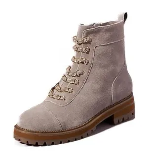 Cecelia New York Chance Emilio Gray Chain Lace Side Zipper Round Toe Ankle Boots