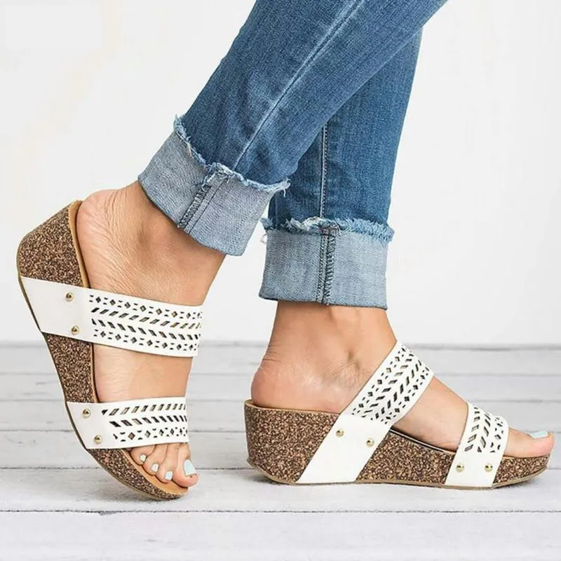 Chicvane Women Leather Strap Open Peep Toe Wedges Sandals