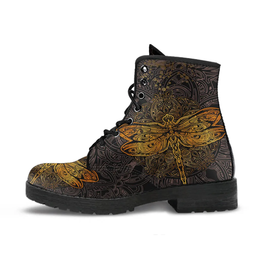 Combat Boots - Dragonfly | Vegan Leather Lace Up Boots Women, Women's Boots, Men's Boots 9.5, Custom Shoes