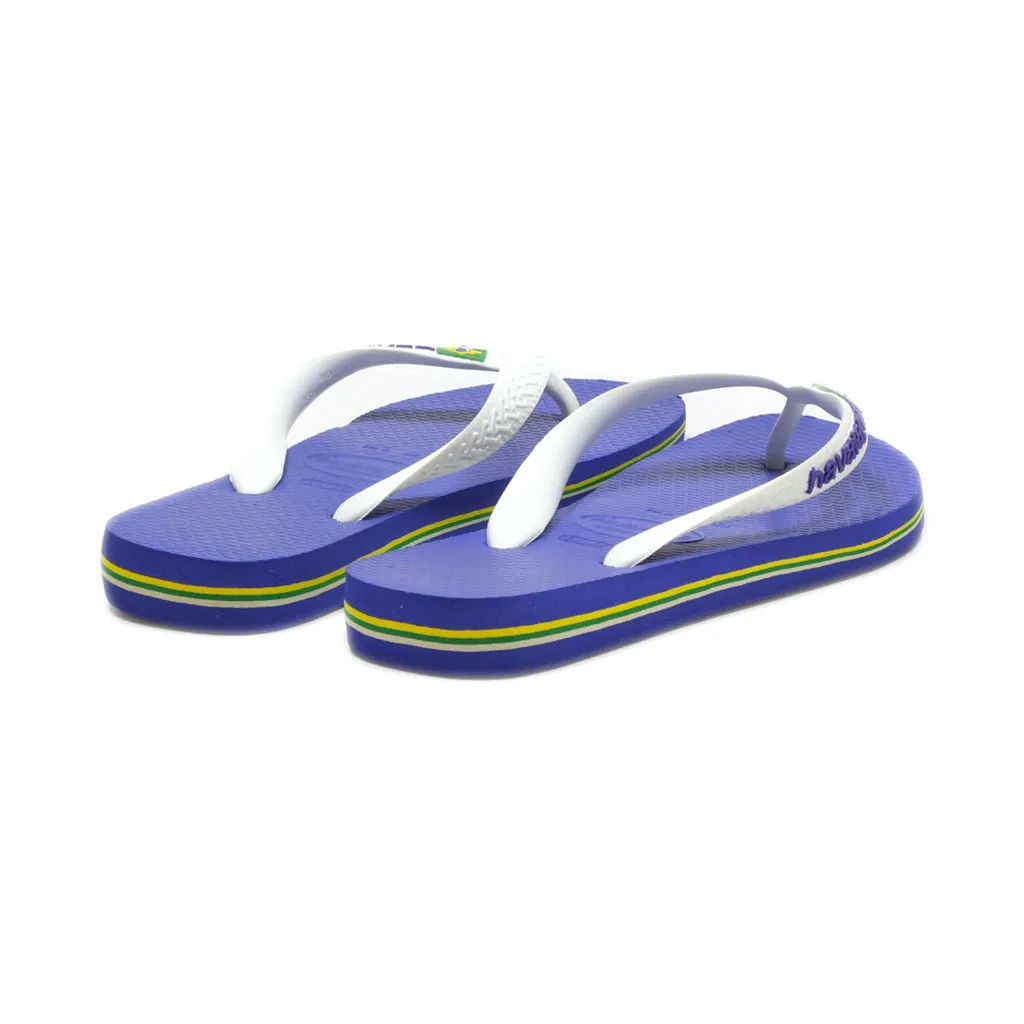 Havaianas Flat Rubber Slipper With Flag Print Flat Sandals Rubber Blue Colour For Kids
