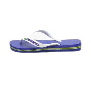 Havaianas Flat Rubber Slipper With Flag Print Flat Sandals Rubber Blue Colour For Kids