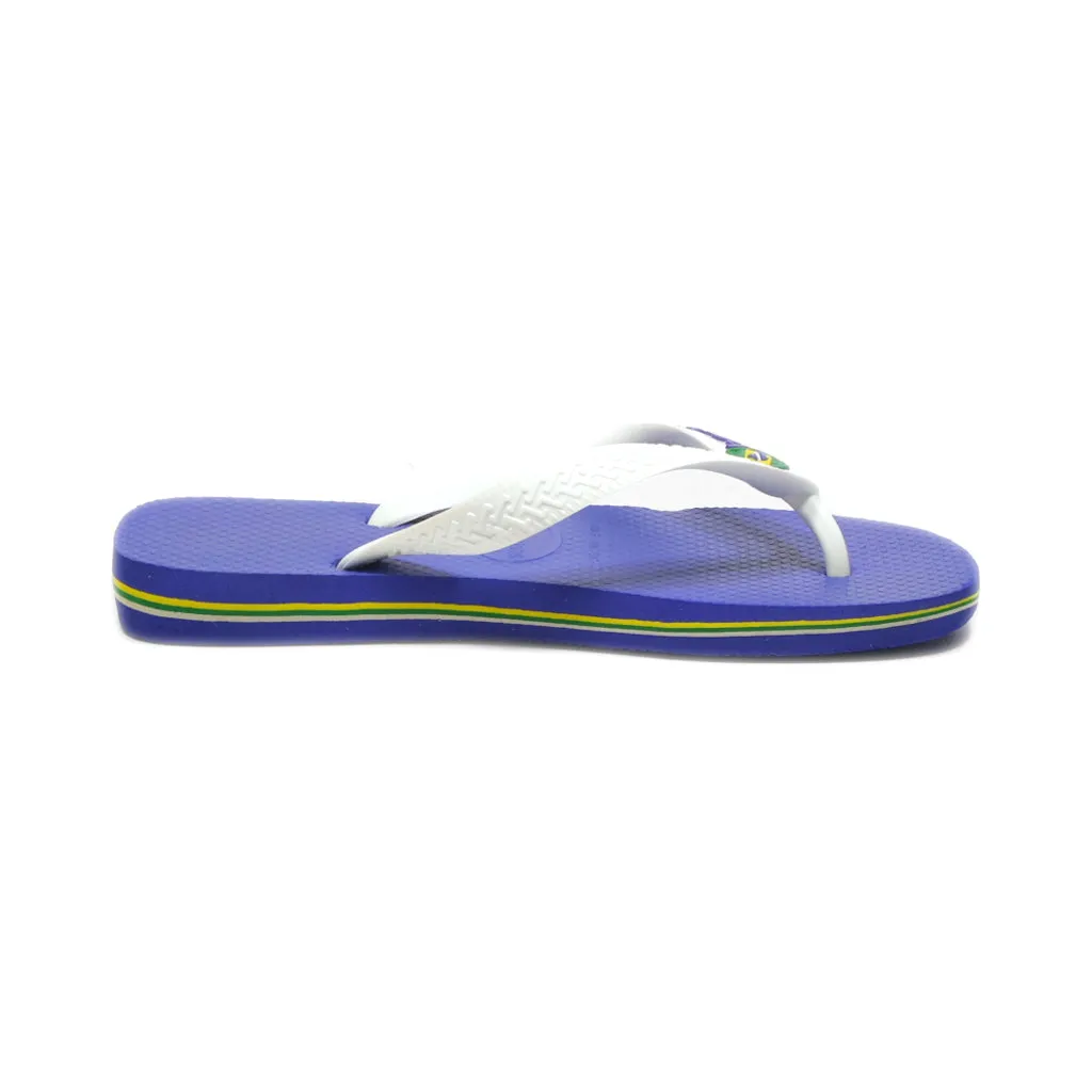 Havaianas Flat Rubber Slipper With Flag Print Flat Sandals Rubber Blue Colour For Kids