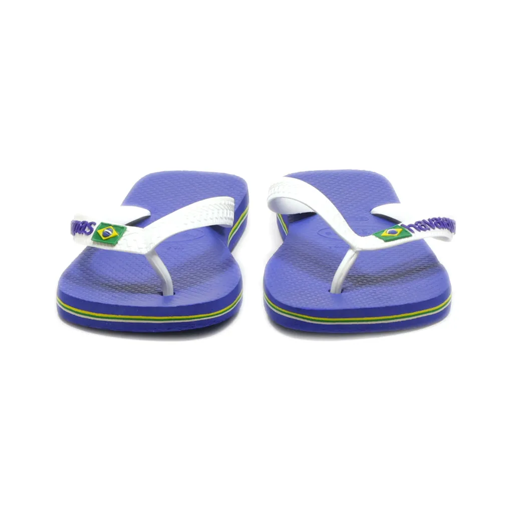 Havaianas Flat Rubber Slipper With Flag Print Flat Sandals Rubber Blue Colour For Kids