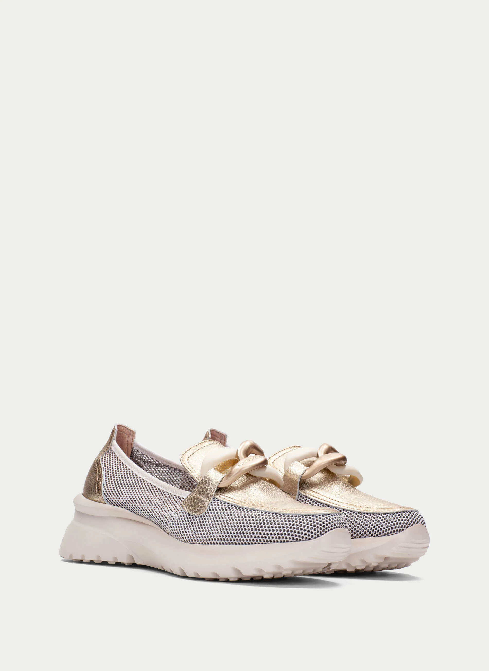 Hispanitas Gold Leather Slip On Shoes