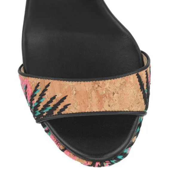 JIMMY CHOO Portia 120 Embroidered Cork Sandal
