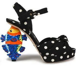 Knotted Polka-Dot Crepe Platform Sandals