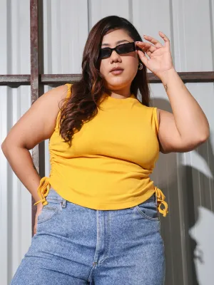 LIYA - SLEEVELESS CASUAL YELLOW PLUS TOP