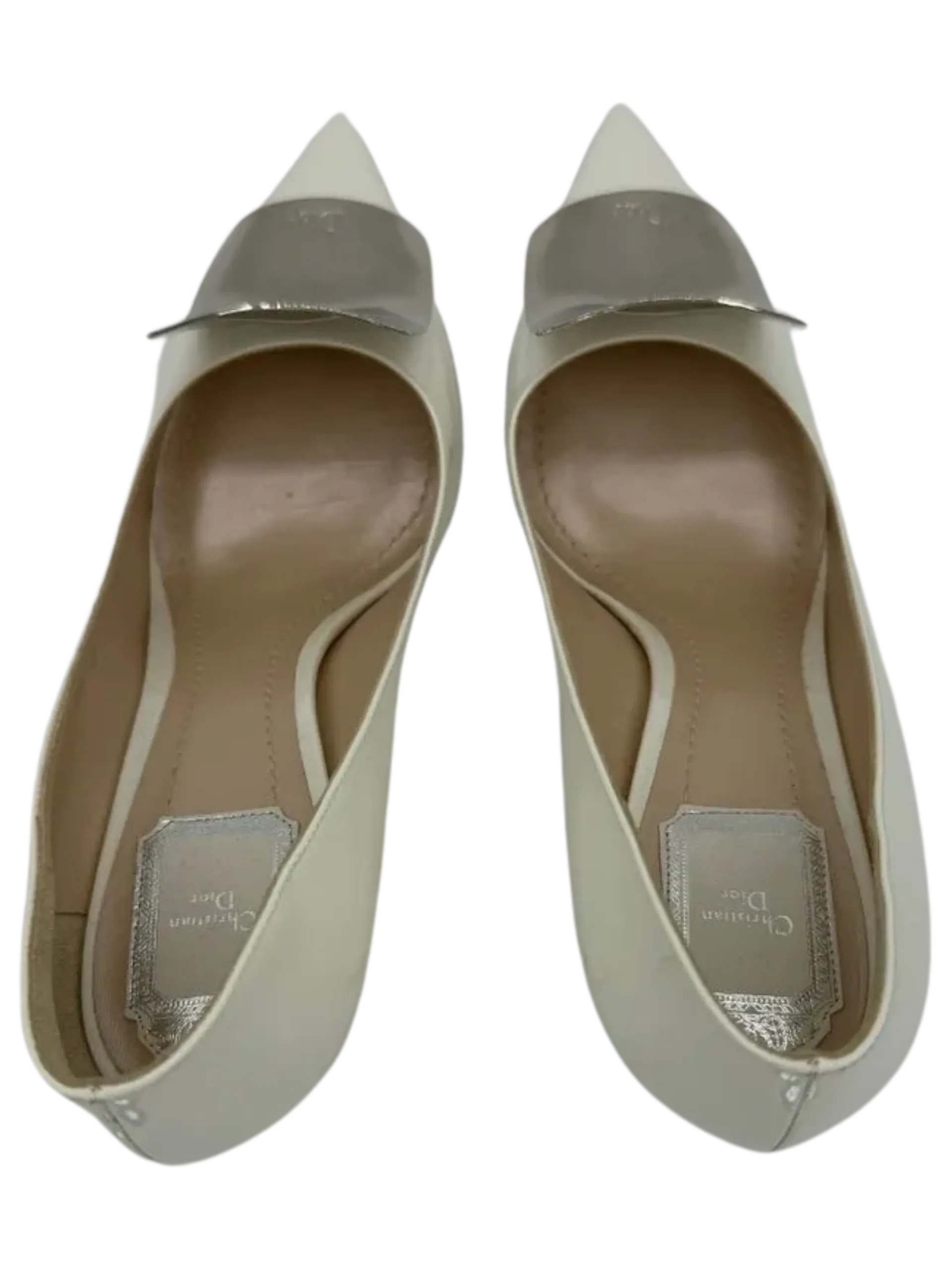 *NEW* Christian Dior White Patent Leather "Instinct" Pointed Toe Pumps