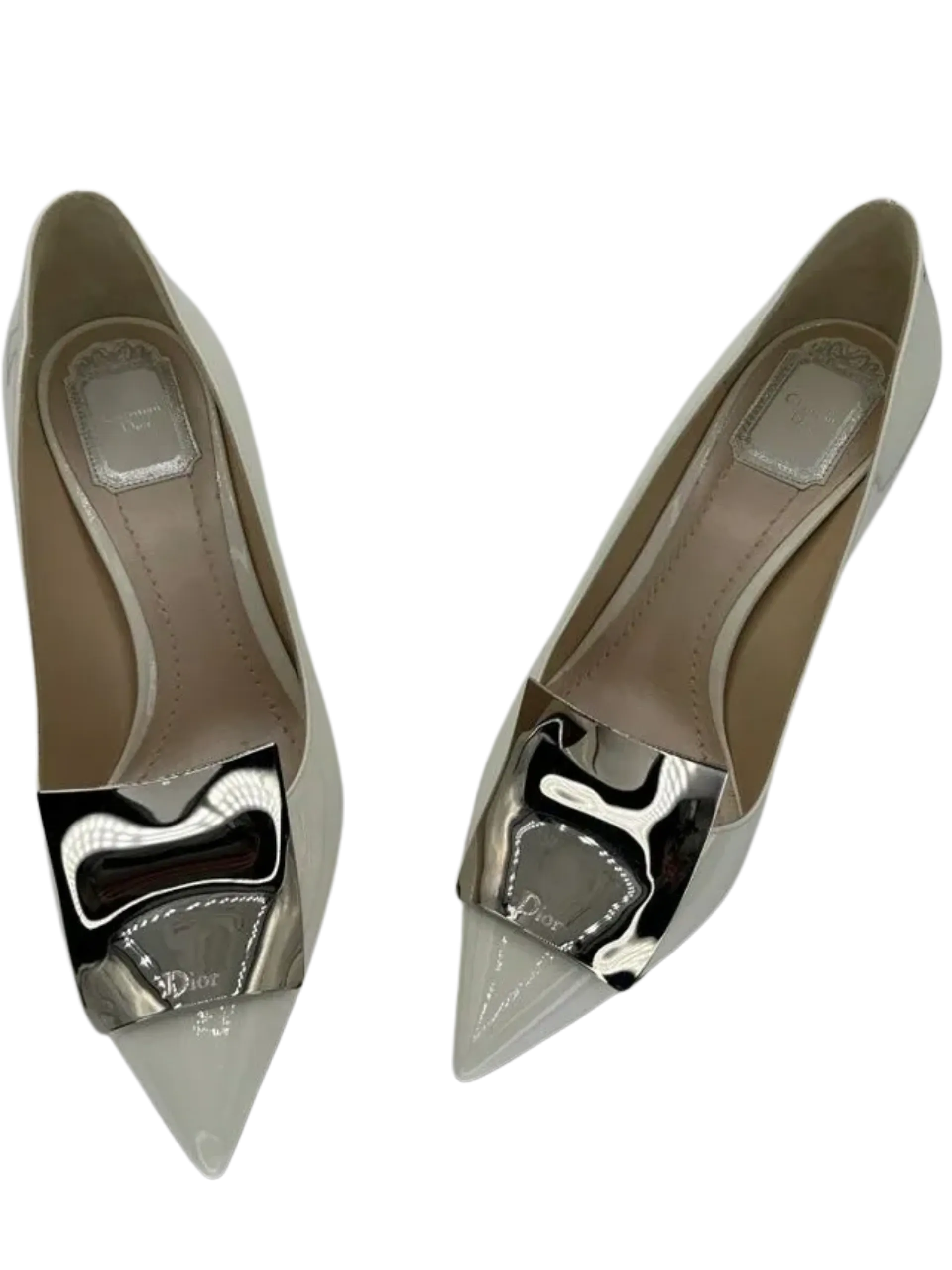 *NEW* Christian Dior White Patent Leather "Instinct" Pointed Toe Pumps