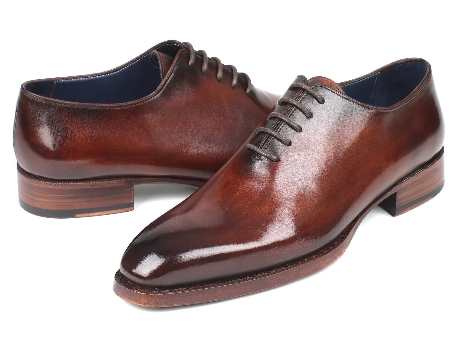 Paul Parkman Goodyear Welted Wholecut Oxfords Brown Hand-Painted (ID#044BRW)