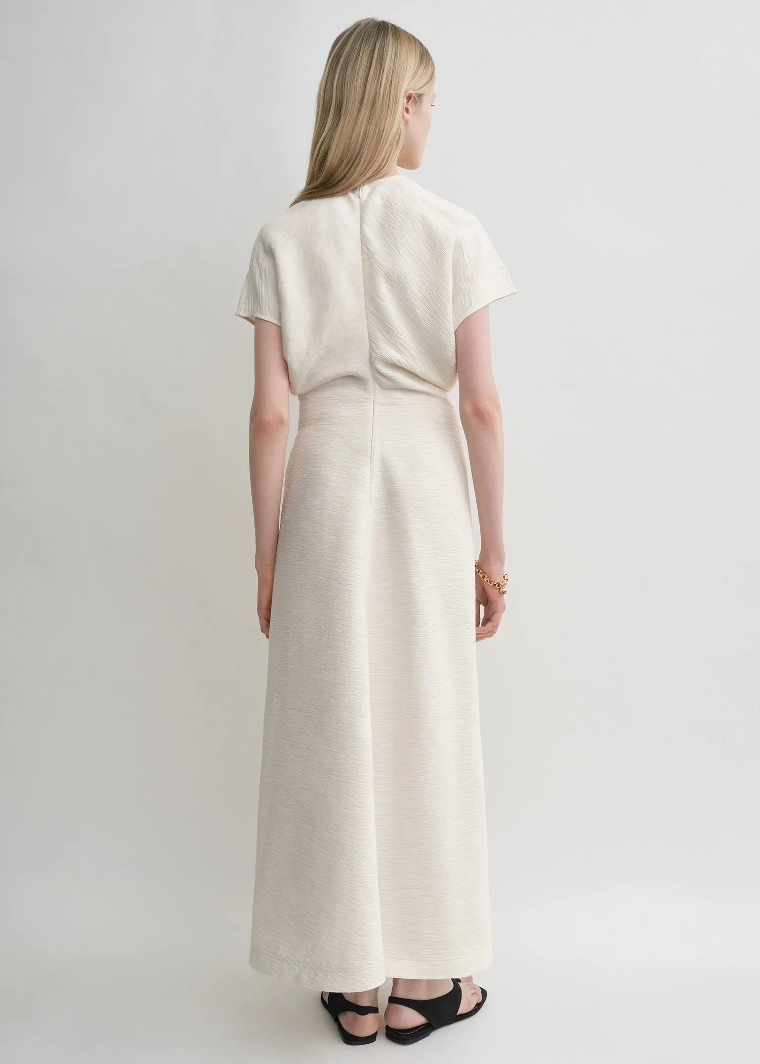 Slouch waist crinkled dress cream
