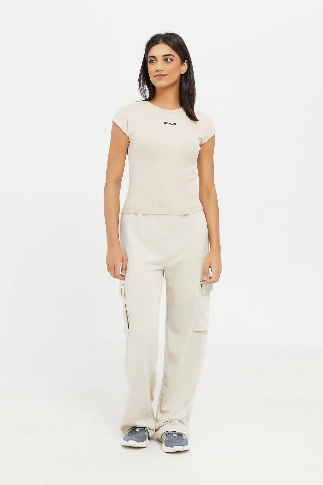 Women Beige Utility Track Pant