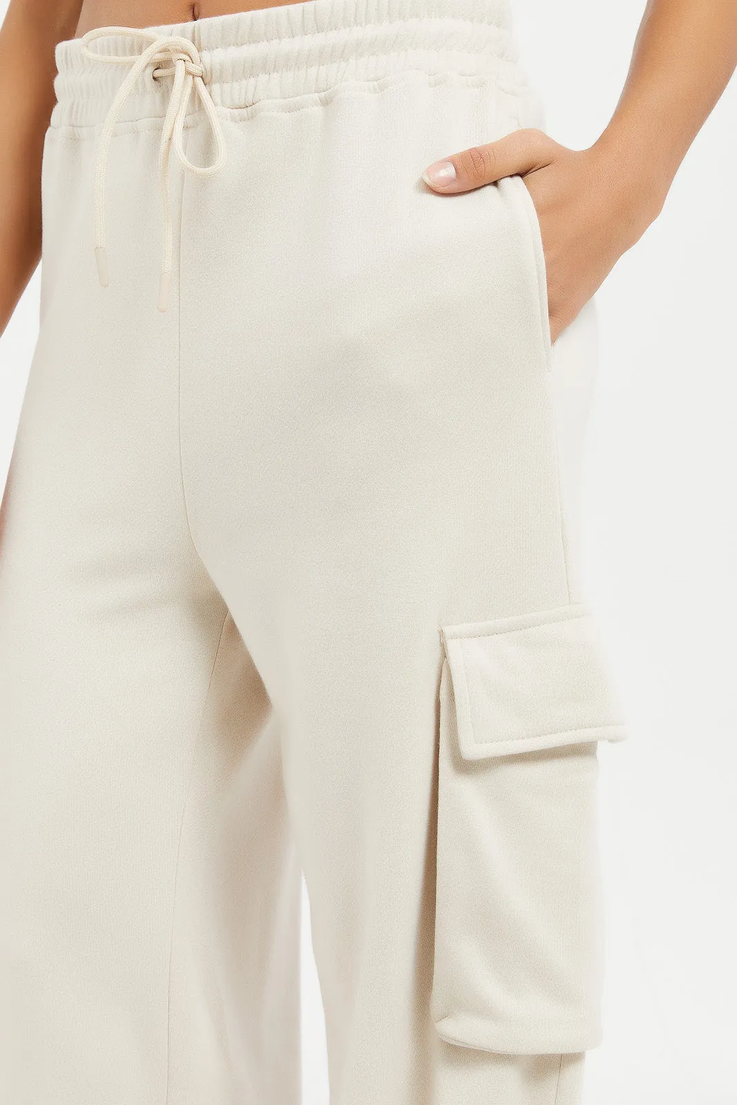 Women Beige Utility Track Pant