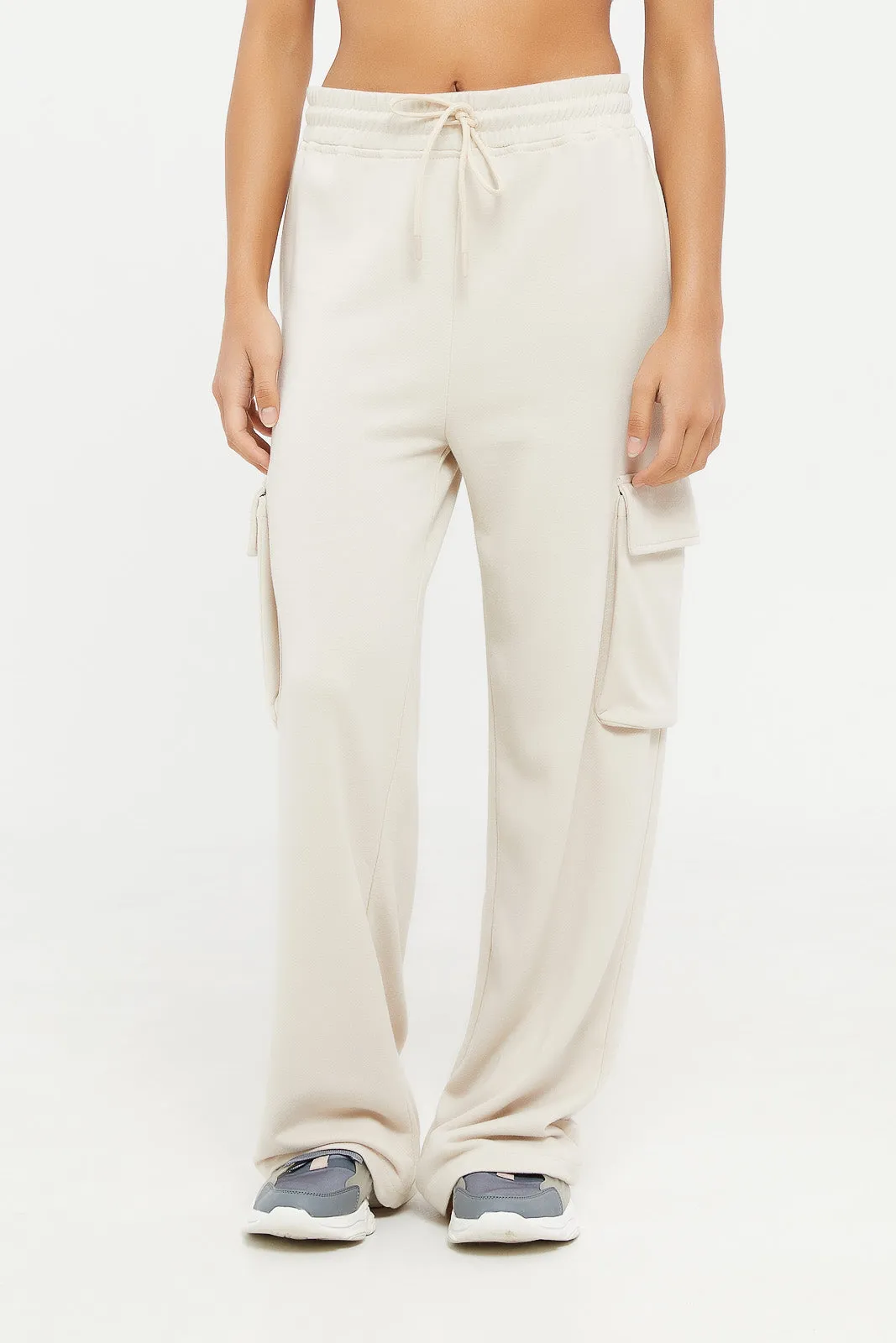 Women Beige Utility Track Pant